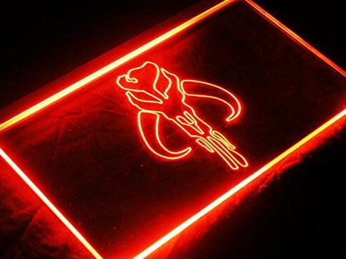 Star Wars Boba Fett Mandalorian Skull LED Neon Sign USB - Orange - TheLedHeroes