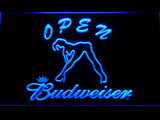 Budweiser Girl Open LED Neon Sign USB - Blue - TheLedHeroes