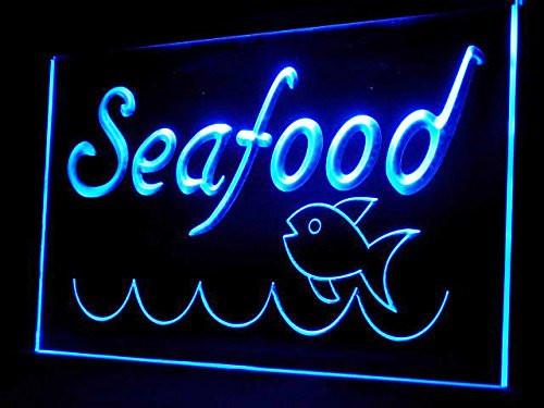 Fresh Seafood Fish Restaurant LED Neon Sign Electrical - Blue - TheLedHeroes