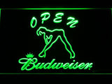 Budweiser Girl Open LED Neon Sign Electrical - Green - TheLedHeroes