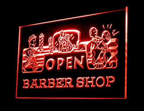 Open Barber Shop LED Neon Sign USB - Red - TheLedHeroes