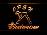 Budweiser Girl Open LED Neon Sign USB - Orange - TheLedHeroes