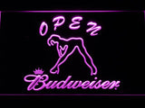 Budweiser Girl Open LED Neon Sign Electrical - Purple - TheLedHeroes