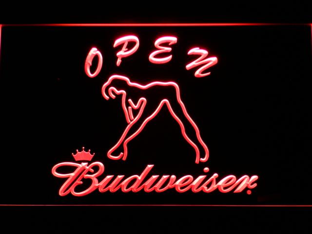 Budweiser Girl Open LED Neon Sign USB - Red - TheLedHeroes