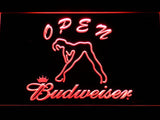 Budweiser Girl Open LED Neon Sign USB - Red - TheLedHeroes