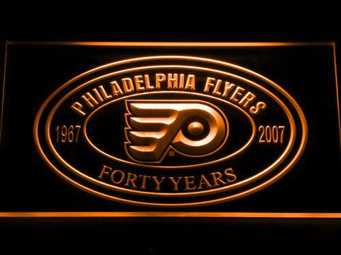 Philadelphia Flyers 40th Anniversary LED Neon Sign USB - Orange - TheLedHeroes