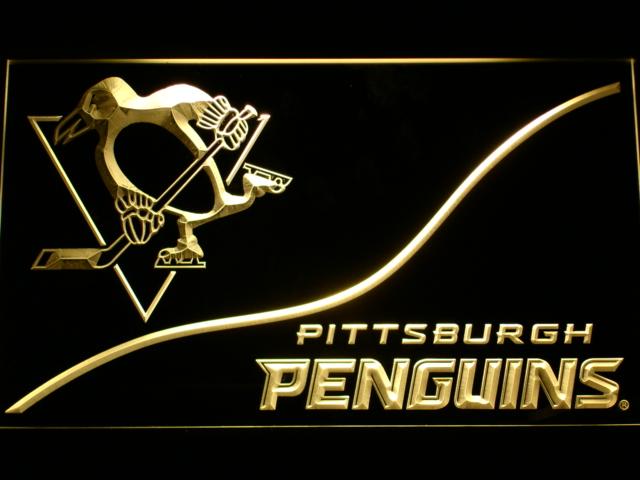 Pittsburgh Penguins (3) LED Neon Sign USB - Yellow - TheLedHeroes