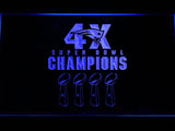 New England Patriots 4X Super Bowl Champions LED Neon Sign USB - Blue - TheLedHeroes