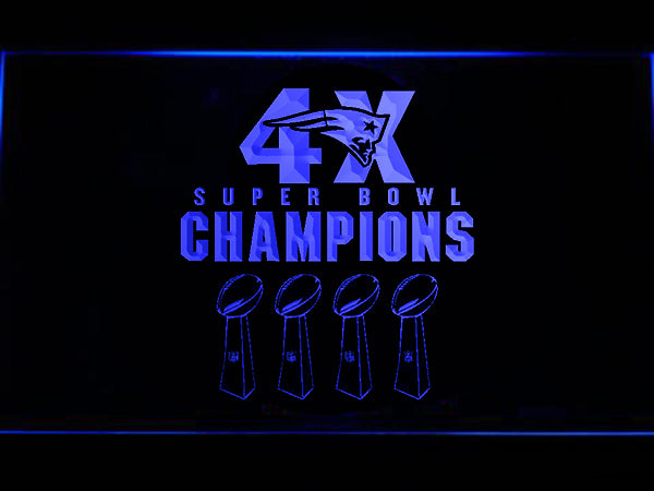 New England Patriots 4X Super Bowl Champions LED Sign - Blue - TheLedHeroes