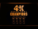 New England Patriots 4X Super Bowl Champions LED Neon Sign USB - Orange - TheLedHeroes