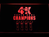 New England Patriots 4X Super Bowl Champions LED Neon Sign USB - Red - TheLedHeroes
