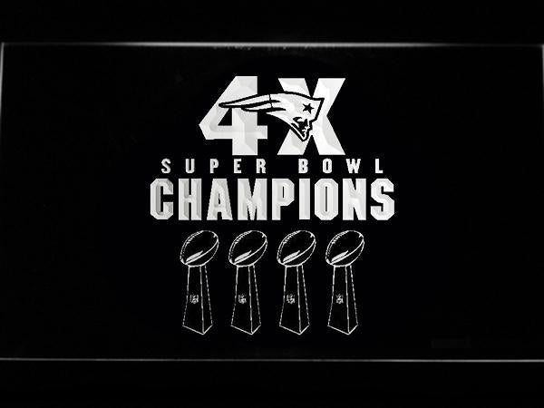 New England Patriots 4X Super Bowl Champions LED Neon Sign USB - White - TheLedHeroes