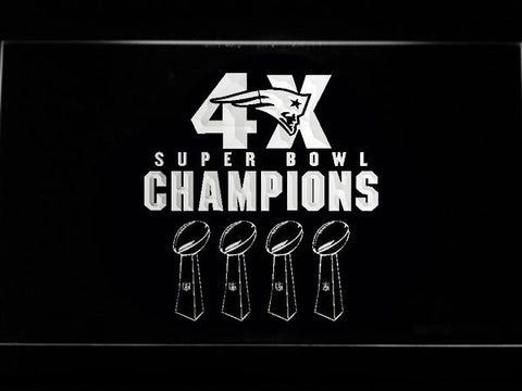 New England Patriots 4X Super Bowl Champions LED Neon Sign Electrical - White - TheLedHeroes