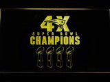 New England Patriots 4X Super Bowl Champions LED Neon Sign Electrical - Yellow - TheLedHeroes