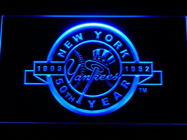 New York Yankees 50th Anniversary LED Neon Sign USB - Blue - TheLedHeroes