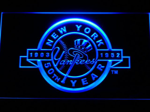 New York Yankees 50th Anniversary LED Neon Sign Electrical - Blue - TheLedHeroes