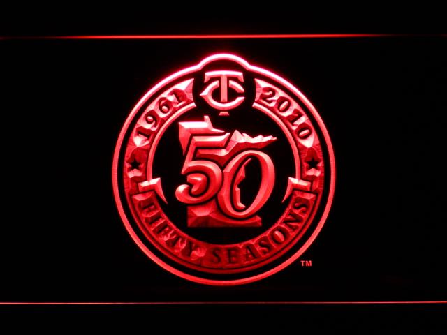 Minnesota Twins 50th Anniversary LED Neon Sign USB - Red - TheLedHeroes
