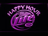 Miller Lite Happy Hour LED Neon Sign USB - Purple - TheLedHeroes