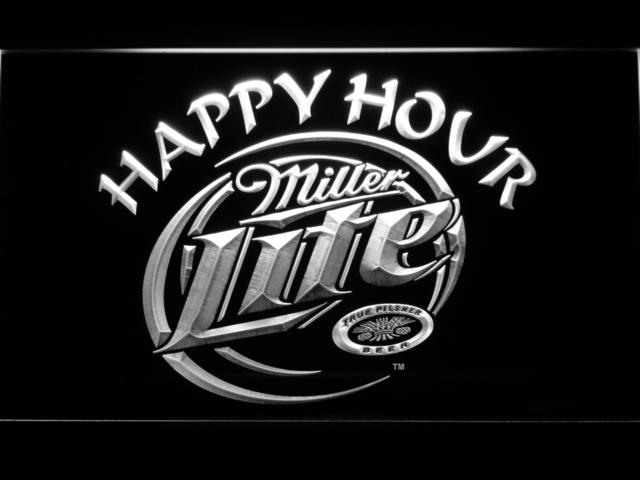 Miller Lite Happy Hour LED Neon Sign Electrical - White - TheLedHeroes