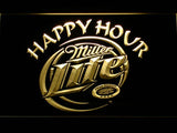 Miller Lite Happy Hour LED Neon Sign USB - Yellow - TheLedHeroes