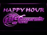 Miller Lite Miller Time Live Happy Hour LED Neon Sign USB - Purple - TheLedHeroes