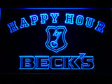 Beck's Happy Hour LED Neon Sign Electrical - Blue - TheLedHeroes