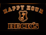 Beck's Happy Hour LED Neon Sign USB - Orange - TheLedHeroes