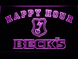 Beck's Happy Hour LED Neon Sign Electrical - Purple - TheLedHeroes