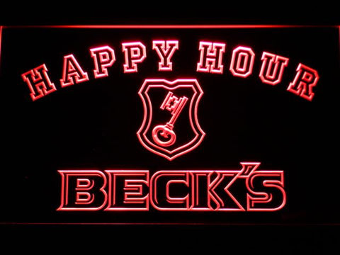 Beck's Happy Hour LED Neon Sign Electrical - Red - TheLedHeroes