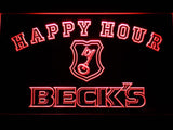 Beck's Happy Hour LED Neon Sign USB - Red - TheLedHeroes