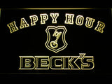 Beck's Happy Hour LED Neon Sign Electrical - Yellow - TheLedHeroes