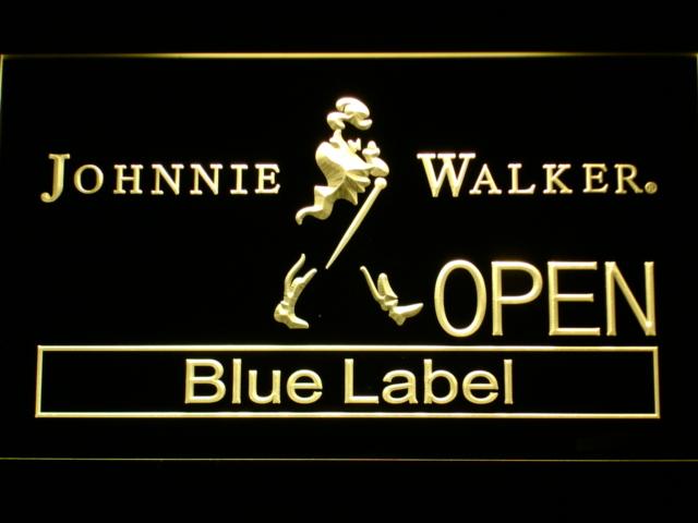 Johnnie Walker Blue Label Open LED Neon Sign USB - Yellow - TheLedHeroes