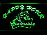 Budweiser Frog Happy Hour LED Neon Sign USB - Green - TheLedHeroes