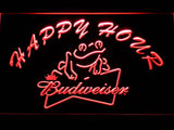 Budweiser Frog Happy Hour LED Neon Sign Electrical - Red - TheLedHeroes