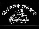 Budweiser Frog Happy Hour LED Neon Sign USB - White - TheLedHeroes
