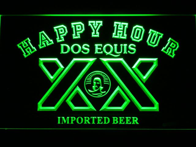 Dos Equis Happy Hour LED Neon Sign Electrical - Green - TheLedHeroes