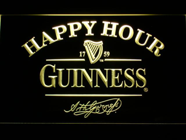 Guinness Happy Hour LED Neon Sign Electrical - Yellow - TheLedHeroes