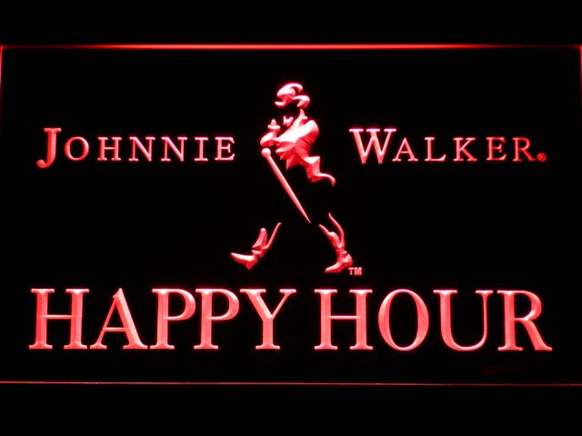 Johnnie Walker Happy Hour LED Neon Sign Electrical - Red - TheLedHeroes