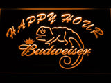 Budweiser Chameleon Happy Hour LED Neon Sign Electrical - Orange - TheLedHeroes