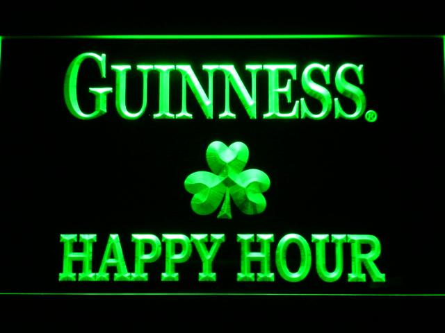 Guinness Shamrock Happy Hour LED Neon Sign USB - Green - TheLedHeroes
