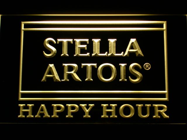 Stella Artois Happy Hour (2) LED Neon Sign Electrical - Yellow - TheLedHeroes