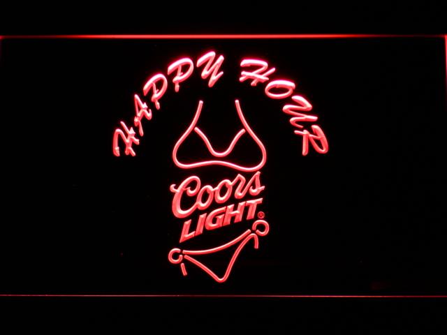 Coors Light Bikini Happy Hour LED Neon Sign USB - Red - TheLedHeroes