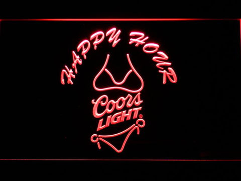 Coors Light Bikini Happy Hour LED Neon Sign USB - Red - TheLedHeroes