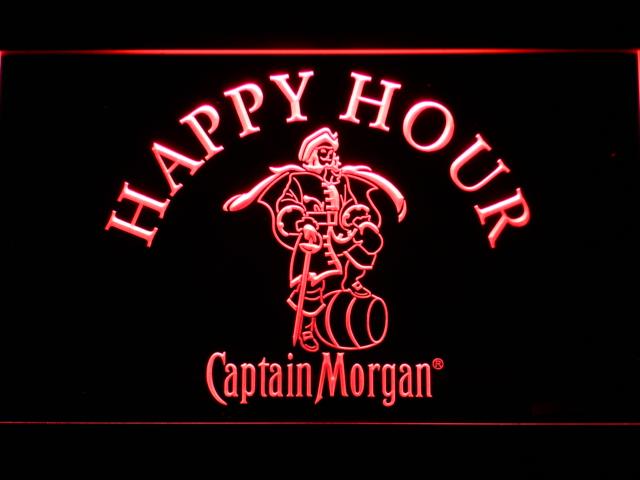 Captain Morgan Happy Hour LED Neon Sign Electrical - Red - TheLedHeroes