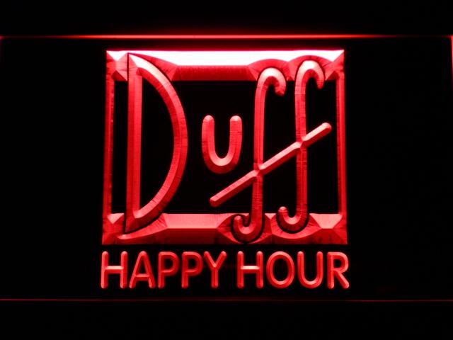 Duff Happy Hour LED Neon Sign USB - Red - TheLedHeroes