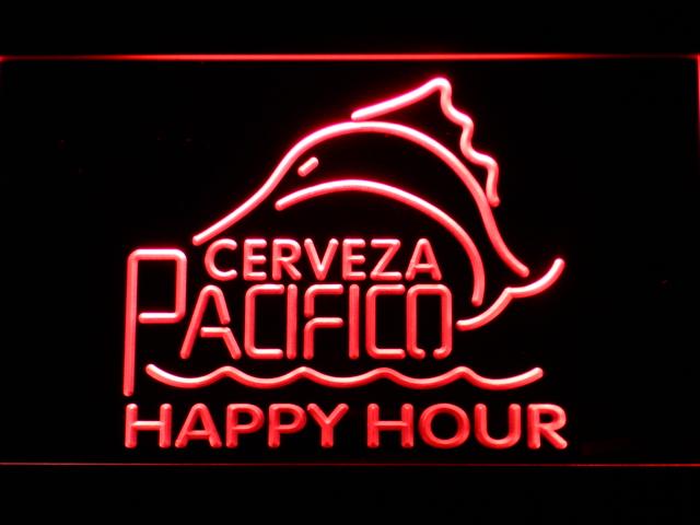 Cerveza Pacifico Happy Hour LED Neon Sign USB - Red - TheLedHeroes