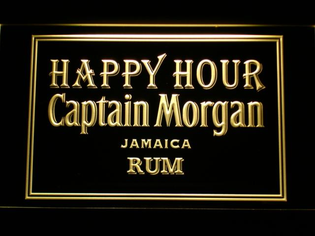 Captain Morgan Jamaica Rum Happy Hour LED Neon Sign Electrical - Yellow - TheLedHeroes