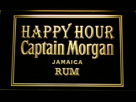 Captain Morgan Jamaica Rum Happy Hour LED Neon Sign Electrical - Yellow - TheLedHeroes