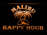 Malibu Happy Hour LED Neon Sign USB - Orange - TheLedHeroes
