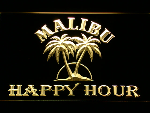 FREE Malibu Happy Hour LED Sign - Yellow - TheLedHeroes